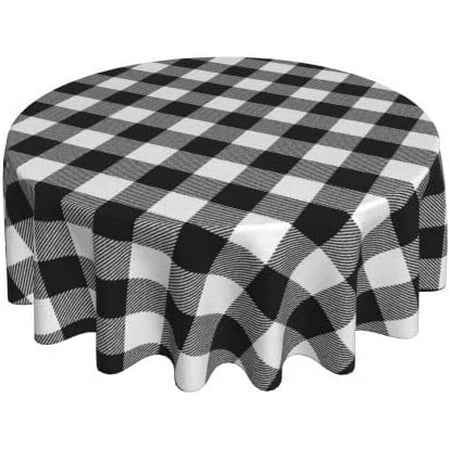 

WISH TREE Buffalo Check Yellow and White Plaid Farm Waterproof Picnic Patio Party Round Table Cloth Cover Decorations Fabric Circular Tablecloth for Home Dining Room Kitchen Decor