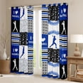 thumbnail image 2 of Feelyou Boys Baseball Athlete Curtains Pack of 2 (42x84 Each), Cartoon Sports Player Curtains Blackout, Blue Stripes Patchwork Bedroom Curtains, Curtains and Drapes Decor, 2 of 6