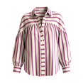 thumbnail image 4 of Button down Shirts for Women Dressy Striped Long Sleeve Blouse Fashion Casual Daily Tops by Yigetop Hot Pink S, 4 of 6