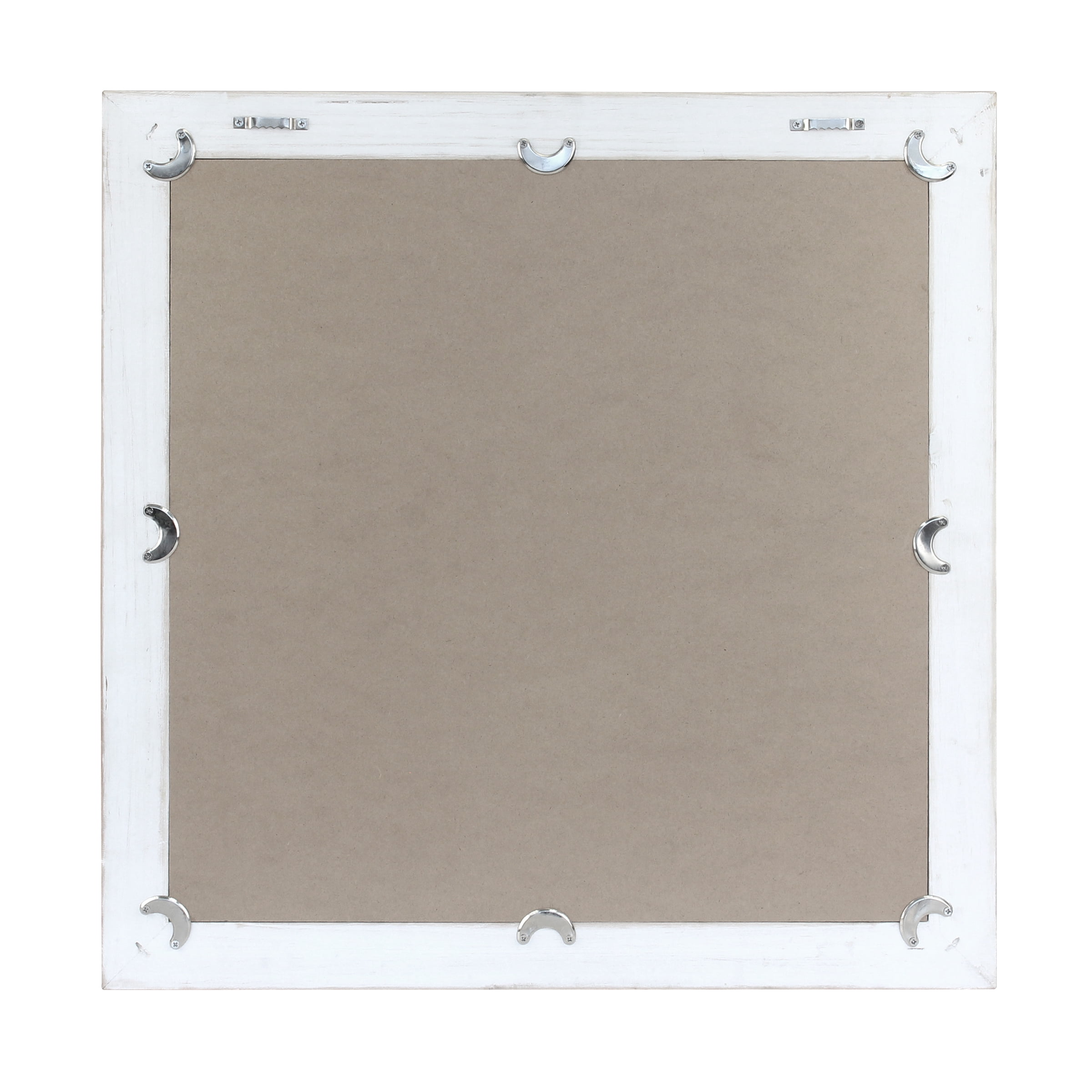 Stonebriar 20" x 20" Off-White Modern Square Wood Chevron Wall Mirror