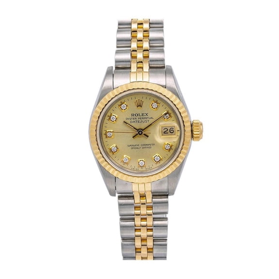 Pre-Owned Rolex Datejust 26MM 6917 Champagne Diamond Dial Fluted Bezel Two Tone Yellow Gold Jubilee Bracelet