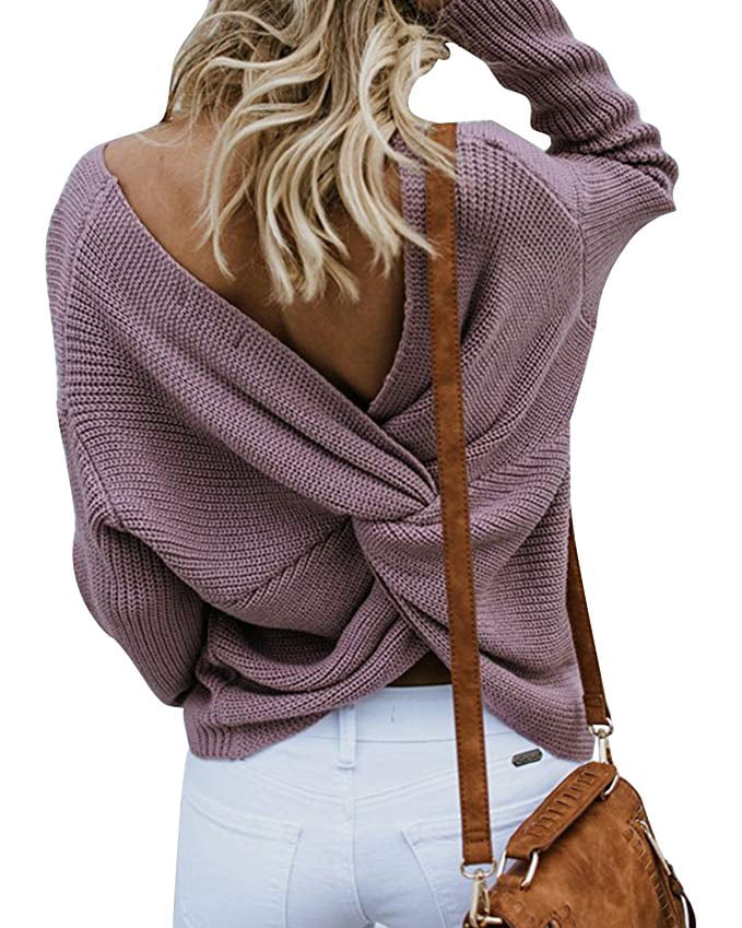Women Casual Back Criss Cross V Neck 