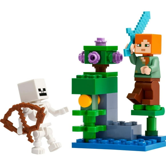 LEGO Minecraft The Lush Cave Fight - Includes Alex and Skeleton Minifigures - Travel Toy for Kids - 30705
