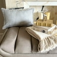 thumbnail image 5 of Gray Decorative Lumbar Pillow Cover 12" x 20" | Modern Satin Oblong Cushion Cover Striped | Crystal Hand Embroidered Pillowcases for Bed, Couch & Sofa, Modern Home Décor - Radiant Charm, 5 of 9