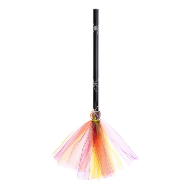 Xihbxyly Escoba de Halloween, Araña Luminosa, Diseño Decorativo de Magia, Crea Una Atmósfera Espeluznante, Ideal para Fiestas, Celebraciones de Halloween, Material de Plástico E Hilo de Red, Incluye