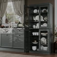 thumbnail image 5 of Palace Imports 100% Solid Wood Kitchen Pantry Storage Cabinet with Glass Doors and Adjustable Shelves, Gray, 5 of 6