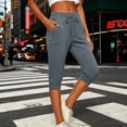 thumbnail image 2 of cfhntfmh Womens Capri Joggers Athletic Workout Gym Running Sweatpants with Pockets Casual Drawstring Mid Rise Pants, 2 of 7