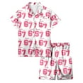 thumbnail image 4 of YUEHUA Girls Pajamas Silk PJS Set Pink Bow Satin Sleepwear Short Sleeve Jammies for Kids Valentine's Day Button-Down Nightwear size 7-14 Y, 4 of 4