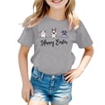 thumbnail image 3 of Happy Easter Shirts for Girls Cute Bunny Graphic Tees Short Sleeve Crew Neck Relaxed Fit Casual Funny Easter Outfit Clothes Grey, 8-9 Years, 3 of 4