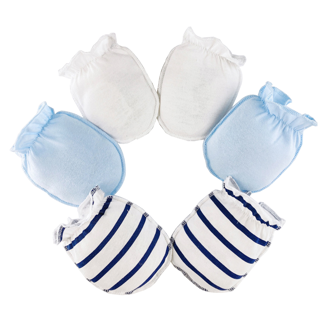 3 Pairs Baby Mittens Soft Elastic Baby Gloves No Scratch Mittens Cotton