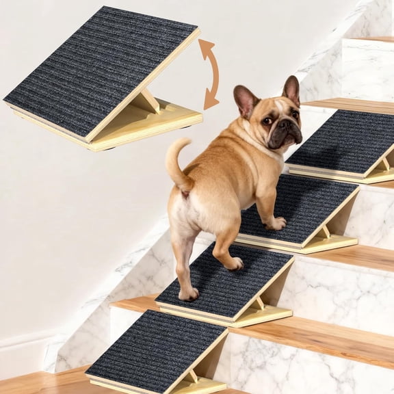Liwantech 4 Pack Adjustable Dog Ramps for Stairs, Non-Slip Pet Stair Steps for Small Dogs & Cats, Portable Ramp for Elderly Injured Pets