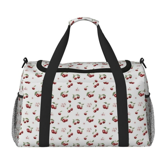 Hirioo Cherry Berries Hand Travel Bag for Men Women,Durable and Spacious Travel Bag with Multiple Pockets for Work, Travel, Weekend Getaways