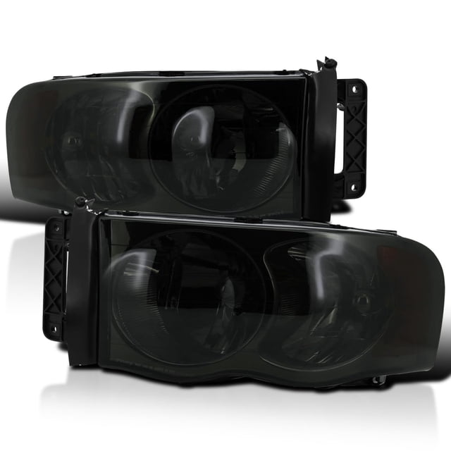 SPEC-D TUNING Smoke Headlights Compatible with 2002-2005 Dodge Ram 1500, 2003-2005 Ram 2500 3500 L+R Pair Head Light Lamp Assembly