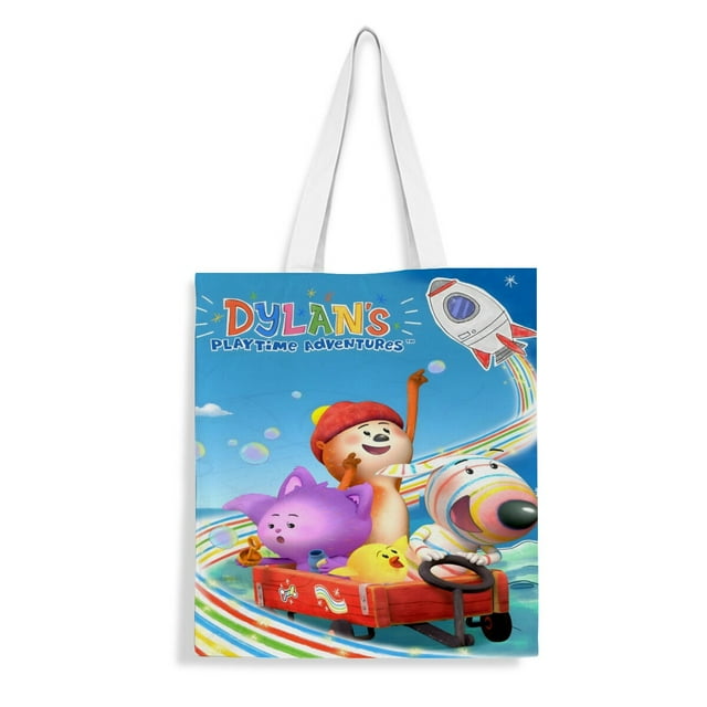 Las Aventuras de Dylan Bolso de tela con estampado de lienzo para mujer, bolsa de compras reutilizable y estética, con cremallera interior, regalo para mujer,40*45cm.