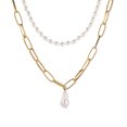thumbnail image 1 of 1 Set Collier Canne à Paupière Collier Baroque Pendentif Perle Colliers en Alliage, 1 of 8