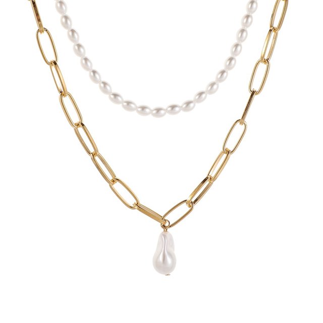 1 Set Collier Canne à Paupière Collier Baroque Pendentif Perle Colliers en Alliage