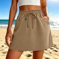 thumbnail image 3 of Soft Sweat Skirts for Women A Line Elastic Summer Drawstring Short Golf Casual Skirt with Pockets Women's Solid Color Workout Mini Skirt, 3 of 8