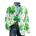 thumbnail image 3 of BLTIBY Men's St. Patrick's Day Corduroy Blazer Shamrock Jacket Button Loose Work Lapel Coat with Pockets Green 4 M, 3 of 5