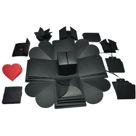 Scrapbook Wedding Album DIY Explosion Box Handmade Memory Scrapbook Photo Album Surprise Gift for Birthday Valentine's Day Wedding Engagement Anniversary--Black ()
