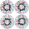 thumbnail image 2 of Shower Caps,Pioneer Flower Floral Print Pattern Waterproof Shower Cap for Women 4 Pieces,Double Reusable Hair Cover for Shower PEVA Elastic Stretch Hem, 2 of 7