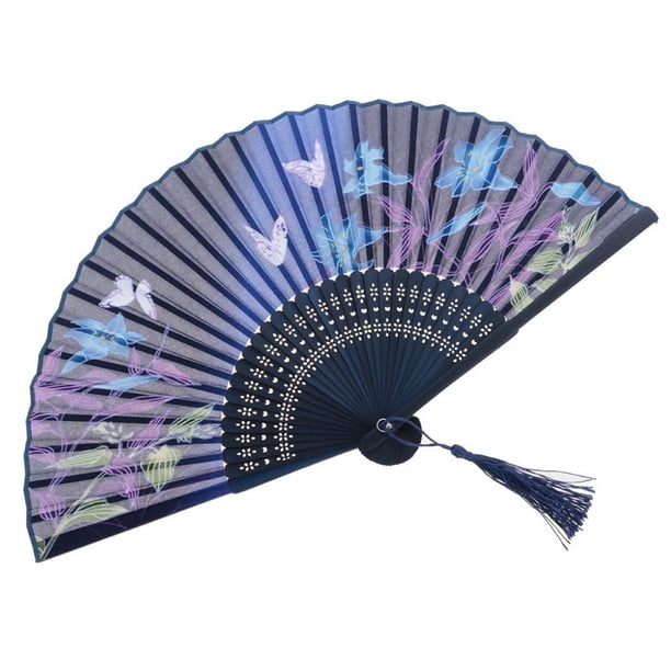 Ventilador plegable estilo chino fans doblado spun seda de bambú de bambú apuntale for bailar cosplay casa oficina de oficina decoración de bricolaje