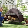 thumbnail image 2 of PawHut Outdoor Elevated Dog Bed with Canopy Raised Dog Bed Coffee, 2 of 10
