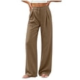 thumbnail image 5 of MYAOYINo Boundaries Womens Cotton Linen Pants High Waisted Wide Leg Loose Fit Pleated Casual Pants, 5 of 7