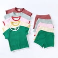 thumbnail image 2 of HAOYUNL Toddler Boys Girls Summer Set 9M-5Y Baby Fashionable Short Sleeve T-Shirt + Casual Shorts for Kids, 2 of 9