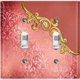 thumbnail image 1 of Metal Light Switch Plate Cover Red Floral Damask Frame Honeycomb Trim DAM056, 1 of 13