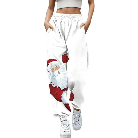 WILLBEST Womens Jeans Women Christmas Long Elastic Leggings Casual Snowflake Santa Tree Print Belt Daily Pant Pantalon Kaki
