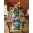 thumbnail image 5 of Green Hummingbird Table Runner 36 Inches, Spring Summer Pink Flower Leaf Bed Runner Dresser Scarves Tabletop for Indoor Outdoor Parties/Ceremony/Banquet, 13"x 36", 5 of 8