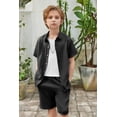 thumbnail image 4 of Arshiner Boys Summer Beach Outfits 2 Piece Casual Button Down Shirt and Shorts Set Vacation Texture Sets, 4 of 7