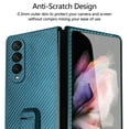 thumbnail image 5 of Samsung Galaxy Z Fold 4 Case, ELEHOLD Carbon Fiber Slim Thin Case with Hidden Kickstand Temper Glass Film Shockproof Anti-Scratch Cover for Samsung Galaxy Z Fold 4 5G 2022, Cyanblue, 5 of 7