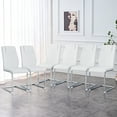 thumbnail image 3 of NYEESS Set of 6 White High Back Dining Chairs Armless with Waterproof Faux Leather Upholstered Seat Chrome Metal Legs for Kitchen Dining Room, 3 of 9