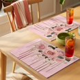 thumbnail image 4 of Pink Roses Romantic Placemats Set of 6 Watercolor Botanical Floral Place Mats Indoor Wipeable Table Mats Washable Cloth Dining Table Placemats for Kitchen Holiday Party Home Decor 13x19 Inch, 4 of 9