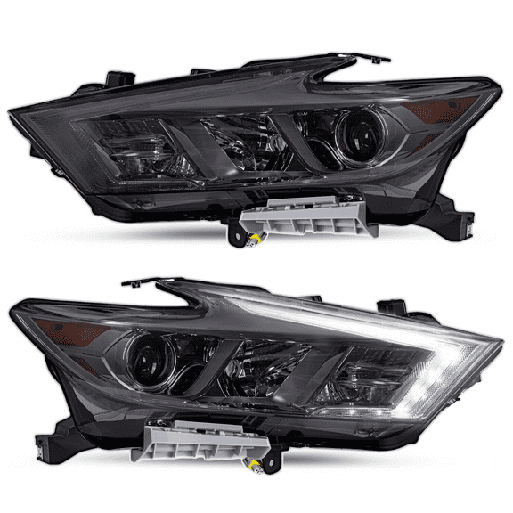 Titans Motors Headlights for 2016–2018 Nissan Maxima 4-Door LED DRL Smoke Projector Assembly Pair