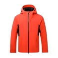 thumbnail image 2 of Men Solid-Color Fashionable Zipper Pocket Double-sided Detachable Hat Long Sleeve Hooded Casual Outwear Jacket Orange XXXXL, 2 of 7