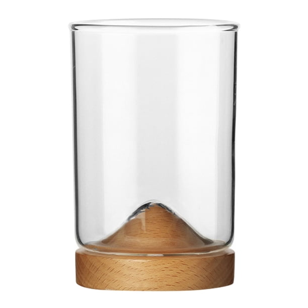 Vaso de whisky creativo, vaso alto de estilo japonés, copa de vino con fondo de madera de montaña para el hogar MFZFUKR BST2002195-2