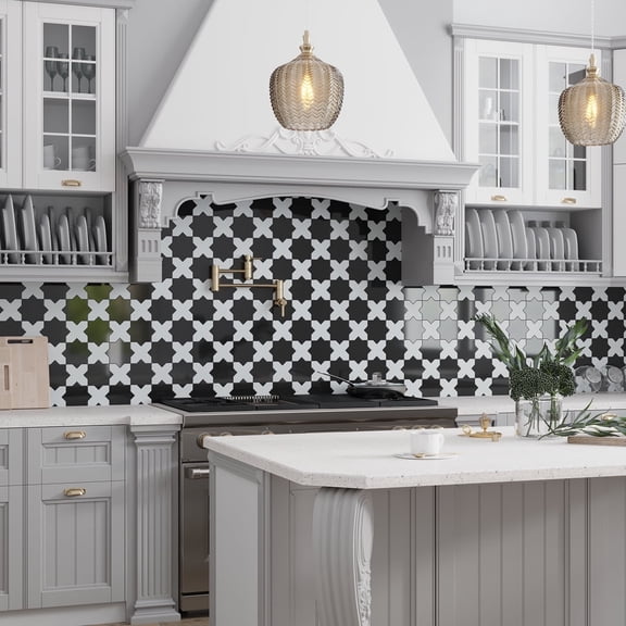 Siena 5.35 in. x 5.35 in. Glossy Black Ceramic Star-Shaped Wall and Floor Tile (5.37 sq. ft./case) (27-pack)