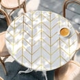 thumbnail image 3 of Golden Chevron Round Fitted Table Cover Lines Abstract Geometric Minimalist Waterproof Table Cloth with Elastic Edge Wipeable Tablecloth for Picnic Camping Party Fits 55"-60" Diameter, 3 of 8