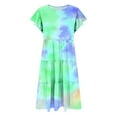 thumbnail image 4 of ZACPNCV Robe Fille Manches à Volants à Étages Évasée Ligne A Mignonne Midi Décontractée Robe d'Été Vert 5-6 Ans, 4 of 9