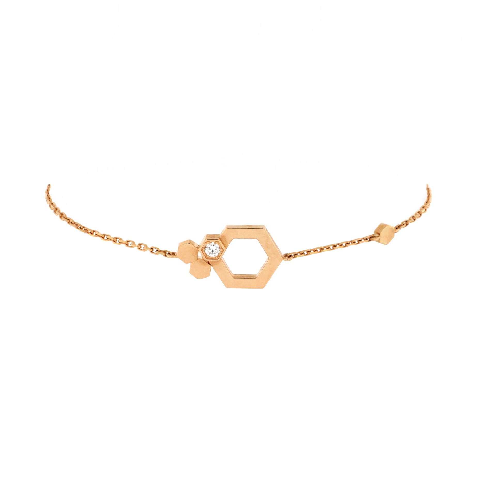 Pre-Owned Chaumet Be My Love Honeycomb Bracelet 18K Rose Gold and Diamond By Rebag