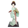 thumbnail image 4 of Figura coleccionable de geisha japonesa de 12 pulgadas, muñeca oriental, estatua artesanal de niña. Verde claro, 4 of 9