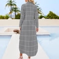 thumbnail image 3 of Windowpane Check Grid (white/gray) Long Sleeved Shirt Dress clothes for women Dresses gala, 3 of 7