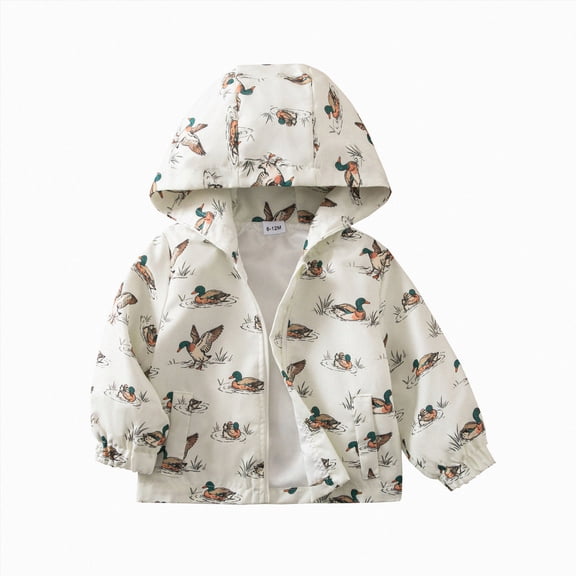 Nwiuh Toddler Baby Boy Windbreaker Jacket Zip Up Hoodie Long Sleeve Sweatshirt Infant Spring Clothes Fall Winter Coats (White, 6-12 Months)