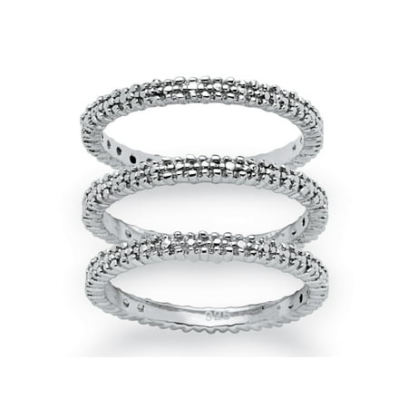 - 3-Piece Diamond Accented Eternity Stack Ring Set in Platinum over Sterling Silver