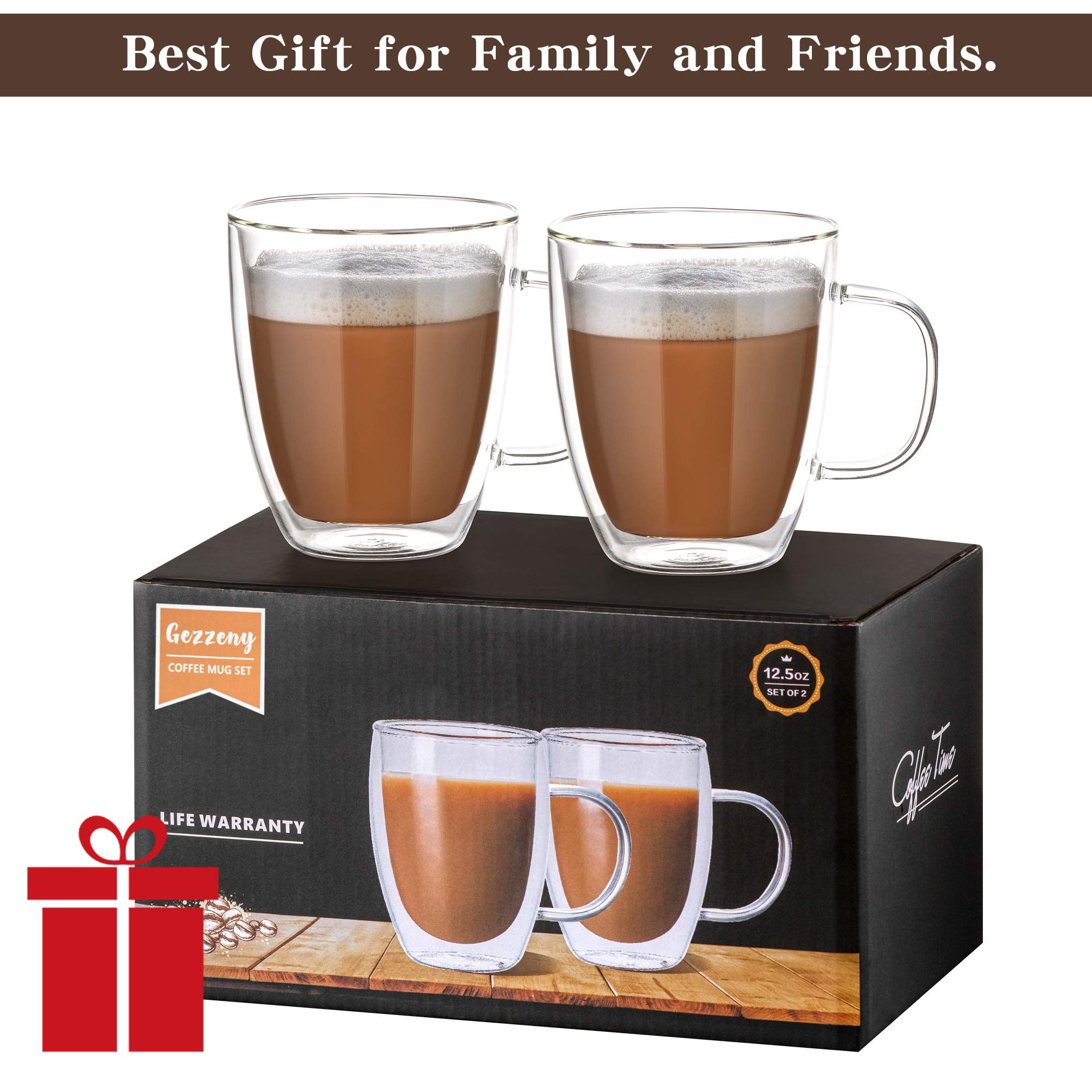 Double Walled Glass Coffee Cups, Clear Coffee Mugs With Handle, Perfect For  Coffee, Cappuccino, Latte, Tea, Juice, Suitable For Christmas, Family  Dinners, Birthday Parties, - Temu