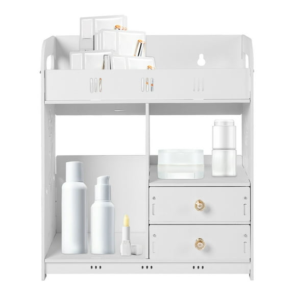 Miumaeov Bathroom Wall Cabinet Wall Mounted Shelf Storage Cupboard Organizer White w/ 2 Drawer