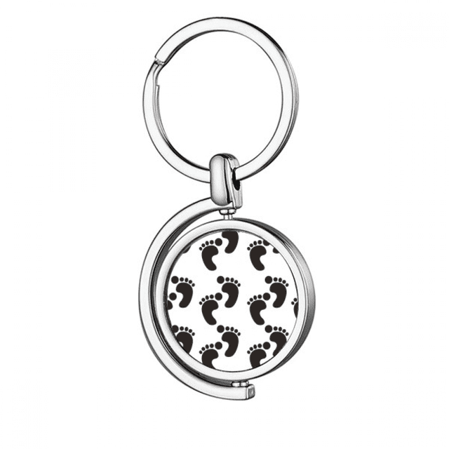 Empreinte Noire Simple Contour Protéger Animal Rotation Porte-Clés en Métal Porte-Clés
