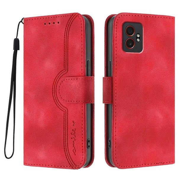 For Samsung Galaxy XCover7 Pro Leather Case Wallet Stand Smile Imprinted Phone Cover with Strap - Co
